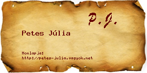 Petes Júlia névjegykártya