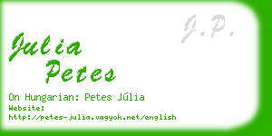 julia petes business card